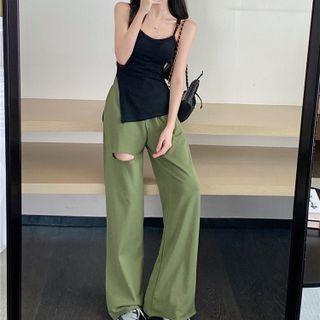 Slit Camisole Top / Straight-leg Pants