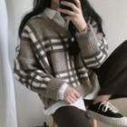 Plaid Sweater Light Coffee - One Size