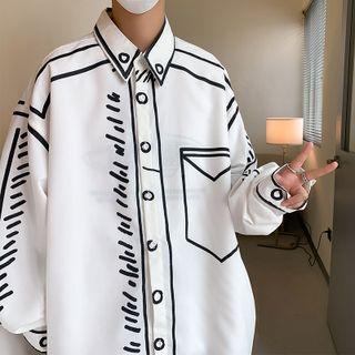 Long Sleeve Printed Oversized Shirt