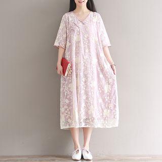Loose-fit Lace Midi Dress