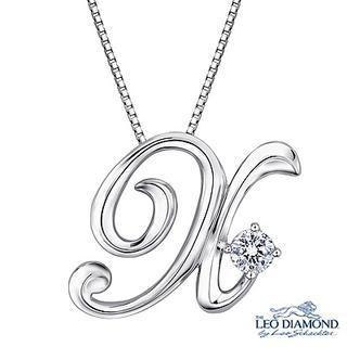 Initial Love 18k White Gold Diamond Pendant Necklace (16) - X