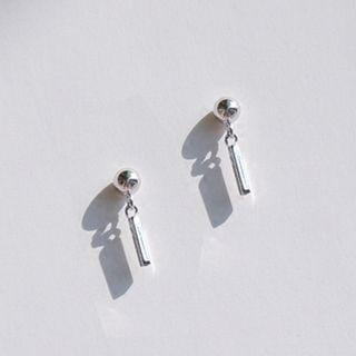Strap Ear Stud 1 Pair - Silver - One Size