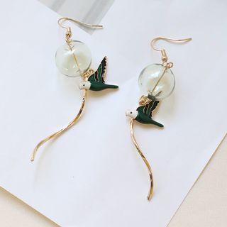 Glass Ball & Bird Swirl Dangle Earring