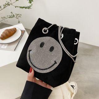 Smiley Face Rhinestone Bucket Bag