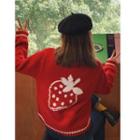Fruit Jacquard Cardigan Red - M