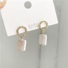 Rhinestone Hoop Faux Pearl Square Dangle Earring 1 Pair - Earrings - One Size