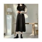 Lace 3/4-sleeve Top / Plain Blouse / Sleeveless Midi A-line Dress