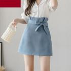 Tie-waist Chiffon A-line Mini Skirt