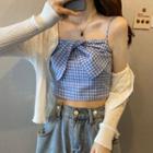 Gingham Cropped Camisole Top / Cardigan