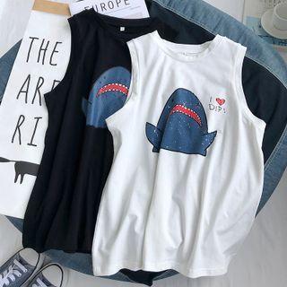 Cartoon Shark Print Tank Top