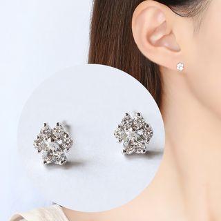 925 Sterling Sliver Rhinestone Dog Paw Stud Earring