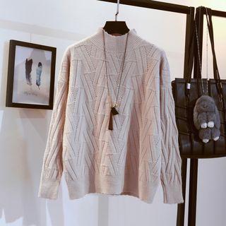 Mock Neck Rip Knit Sweater