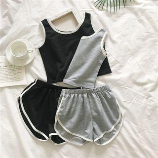 Contrast-trim Tank Top/ Sweatshorts