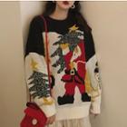 Santa Pattern Sweater As Shown In Figure - One Size