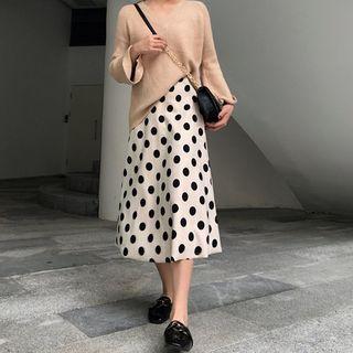 Polka Dot Midi Flare Skirt