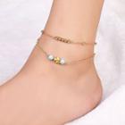 Bead & Star Layered Anklet Gold - One Size