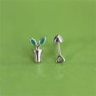 Plant & Shovel Asymmetrical Sterling Silver Earring 1 Pair - Silver - One Size