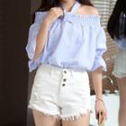 Off Shoulder Elbow-sleeve Blouse As Shown In Figure - One Size