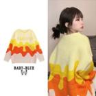 Lettering Jacquard Sweater M53 - Yellow & Orange - One Size