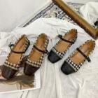 Houndstooth Faux Leather Panel Mary Jane Flats