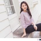 3/4 Sleeve Flower Embroidered Top