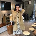 Single Breasted Trench Coat / Floral Long-sleeve Midi A-line Dress