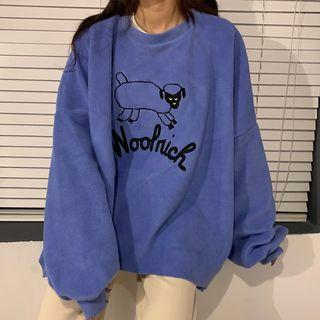 Sheep Embroidered Fleece Pullover
