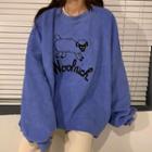 Sheep Embroidered Fleece Pullover
