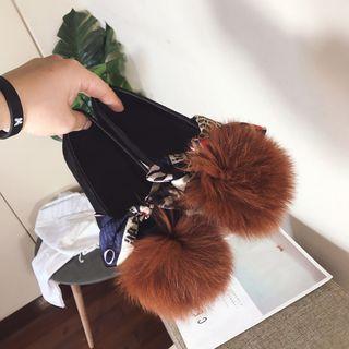 Faux-fur Bow-accent Flats