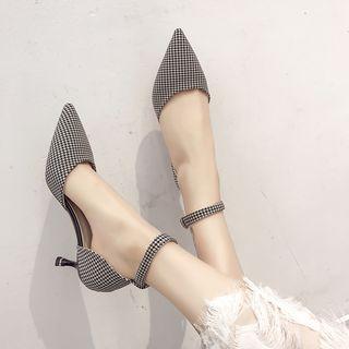 Kitten Heel Plaid Pumps