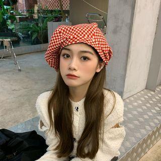 Chessboard Print Beret