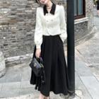 Two-tone Blazer / Midi A-line Skirt