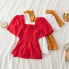 Square Neck Short-sleeve Smocked Top