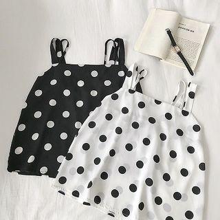 Polka Dot Chiffon Strap Top