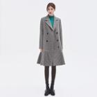 Flared-hem Double-breasted Check Coat