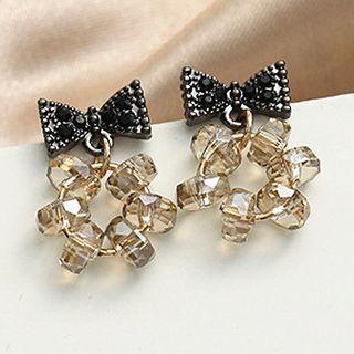 Ribbon Ear Stud 1 Pair - Black & Gold - One Size