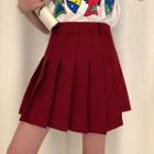 Pleated Irregular A-line Mini Skirt