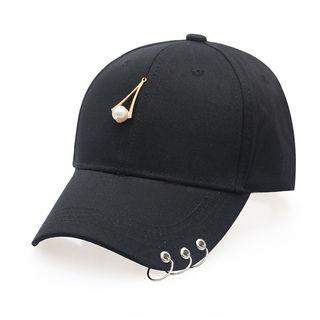 Faux-pearl Metal-accent Cap
