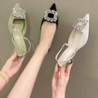 Pointed Rhinestone Slingback Stiletto Pumps