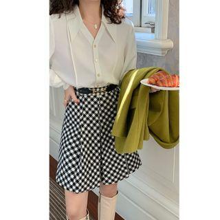 Gingham Check Mini A-line Skirt