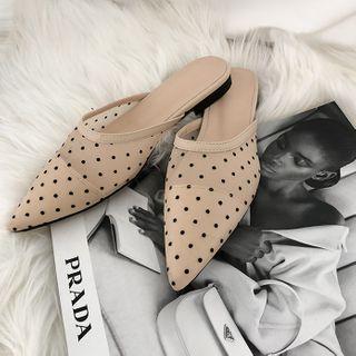 Pointy Dot Mesh Flat Mules