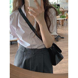 Cuff-sleeve Checked Shirt