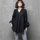 Frill-sleeve A-line Flared Blouse In 3 Colors