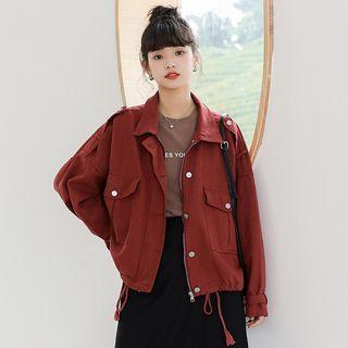 Collar Zip-up Denim Jacket