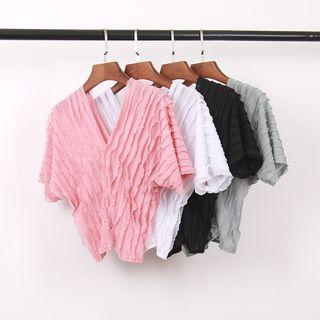 Ruffle Short-sleeve V-neck Top