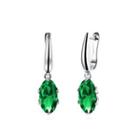 Fashion Simple Geometric Oval Green Cubic Zircon Earrings Silver - One Size