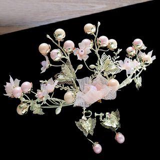 Set: Flower & Butterfly Headpiece + Drop Earring