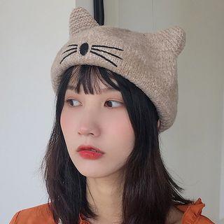 Knit Cat Beret Hat