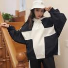 Long Sleeve Cross Printed Hooded Pullover