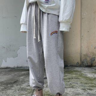 Rainbow Print Drawstring-cuff Cropped Sweatpants